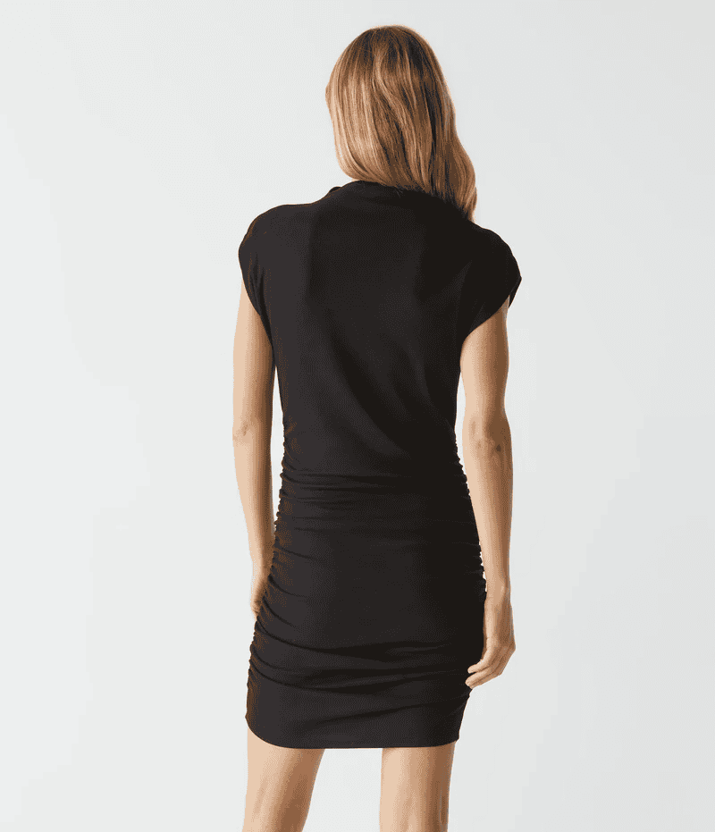 Gia Mock Neck Powershoulder dress-Black