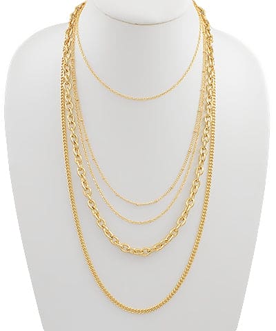 Multi Layer Metal Necklace-Gold
