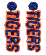 Tigers Letter Earrings-Orange/Navy