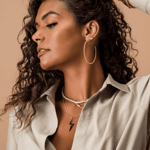 Chelsea Beaded Hoop Earrings- Gold