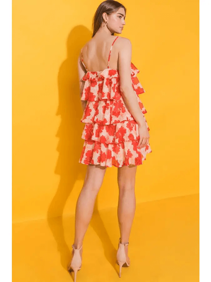 Printed Woven Mini Dress- Ivory Red FINAL SALE