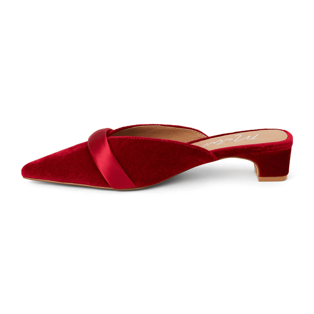 Kellan Velvet Mules-Red