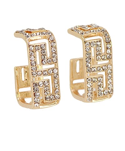 Cutout Square Hoops-Clear/Gold