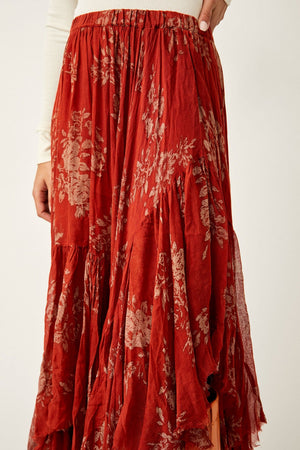 Printed Clover Skirt-Rust Combo