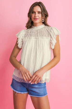 Textured Woven Lace Top-Cream