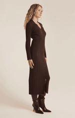 Danity Sweater Midi Dress-Coffee Bean