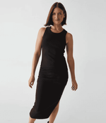 Wren Ruched Midi Dress-Black