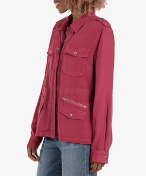 Brinley Waist Tie Utility Jacket- Bordeaux