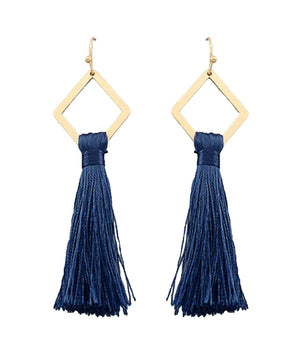 Tassel Earrings-Navy