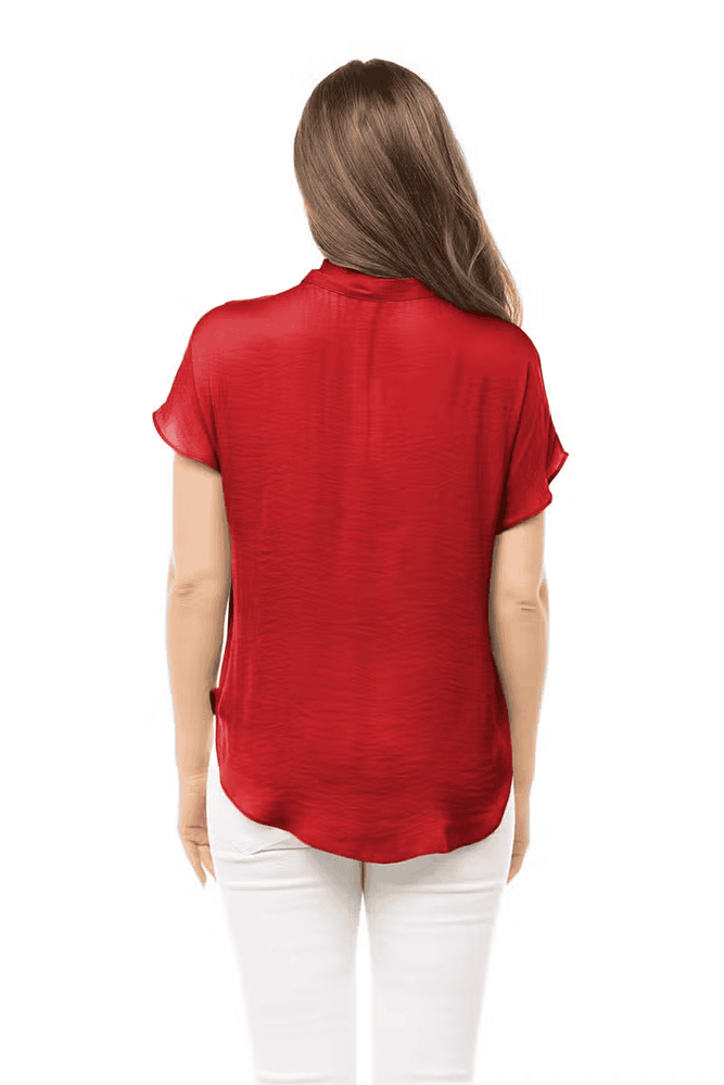 Drop Shoulder Blouse-Scarlet