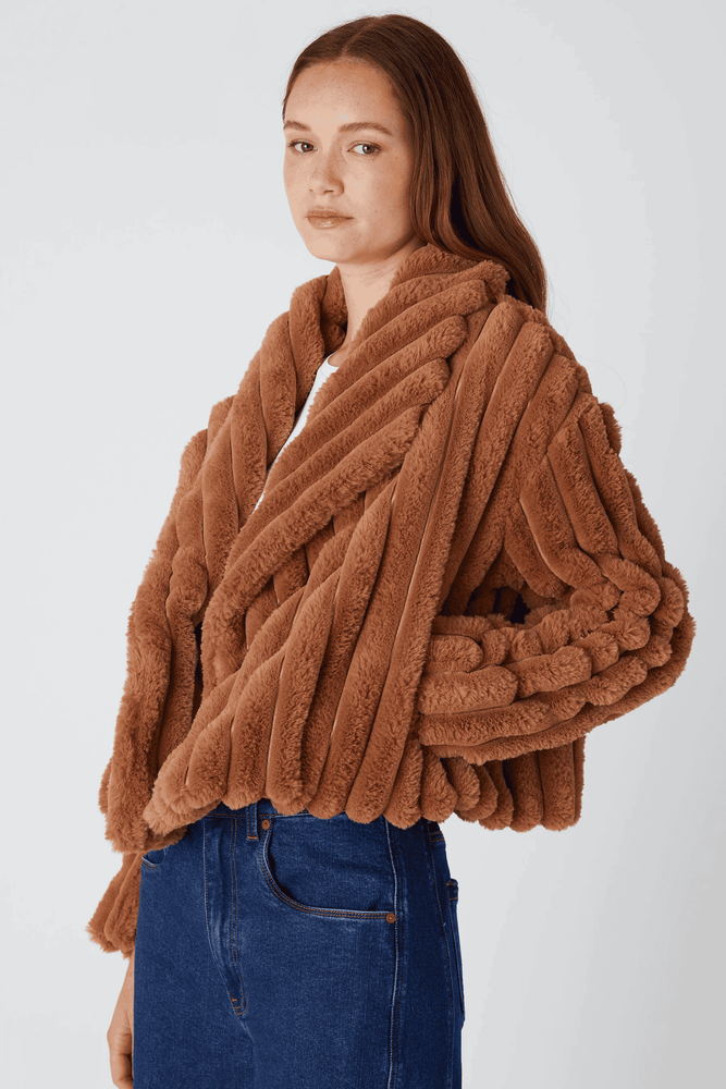 Faux Fur Cropped Jacket-Time Flies