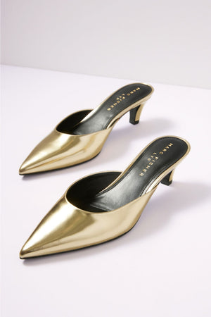 Rosa Heeled Mule-Gold