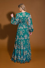 Printed Maxi Dress-Teal