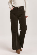 Fiona High Rise Wide Leg Jeans-Forest Pine Corduroy