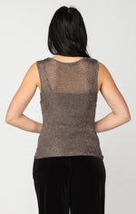 Metallic Mesh Top-Pewter