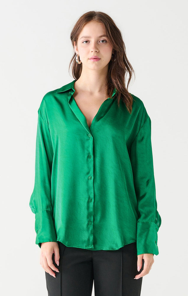 Solid Button Up-Emerald