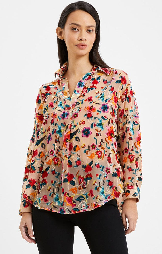 Avery Burnout Popover Blouse - Toasted Almond