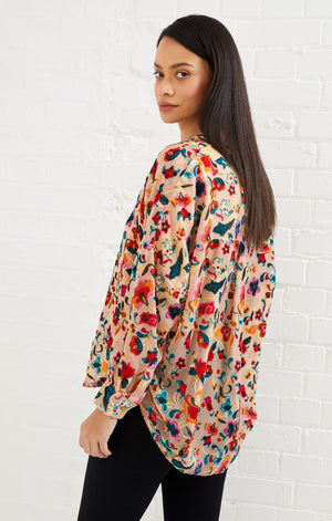 Avery Burnout Popover Blouse - Toasted Almond