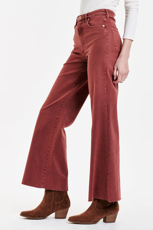 Fiona Super High Rise Wide Leg Jeans-Cinnamon