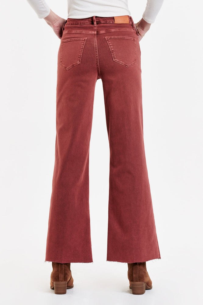 Fiona Super High Rise Wide Leg Jeans-Cinnamon