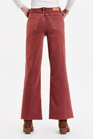 Fiona Super High Rise Wide Leg Jeans-Cinnamon