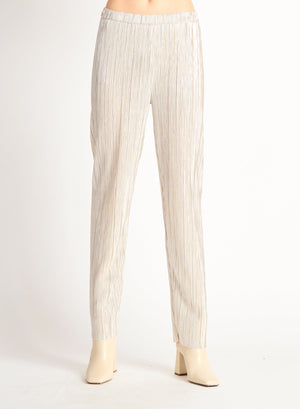 Pleated Wide Leg Pants-Stone Foil Silver