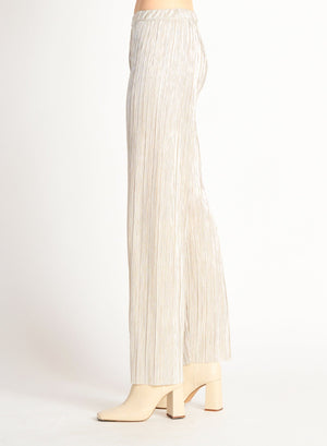 Pleated Wide Leg Pants-Stone Foil Silver