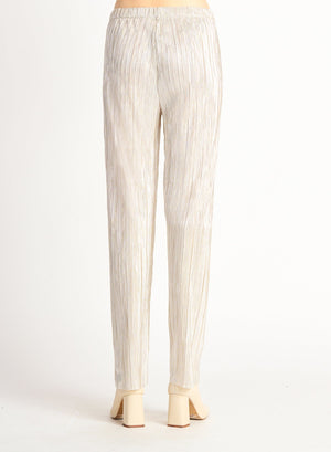 Pleated Wide Leg Pants-Stone Foil Silver