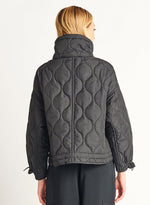 Quilted Drawstring Puffer- Black