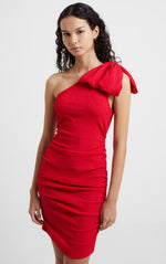 Sonya Ribbed One Shoulder Dress-Lollipop Red