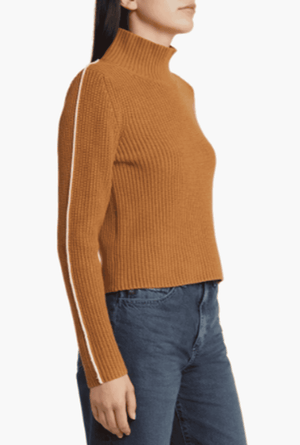 Mozart Neck Sweater w Contrast-Tobacco Brown/Cream