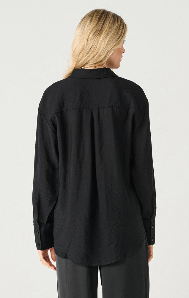 LS Flowy Satin Blouse-Black