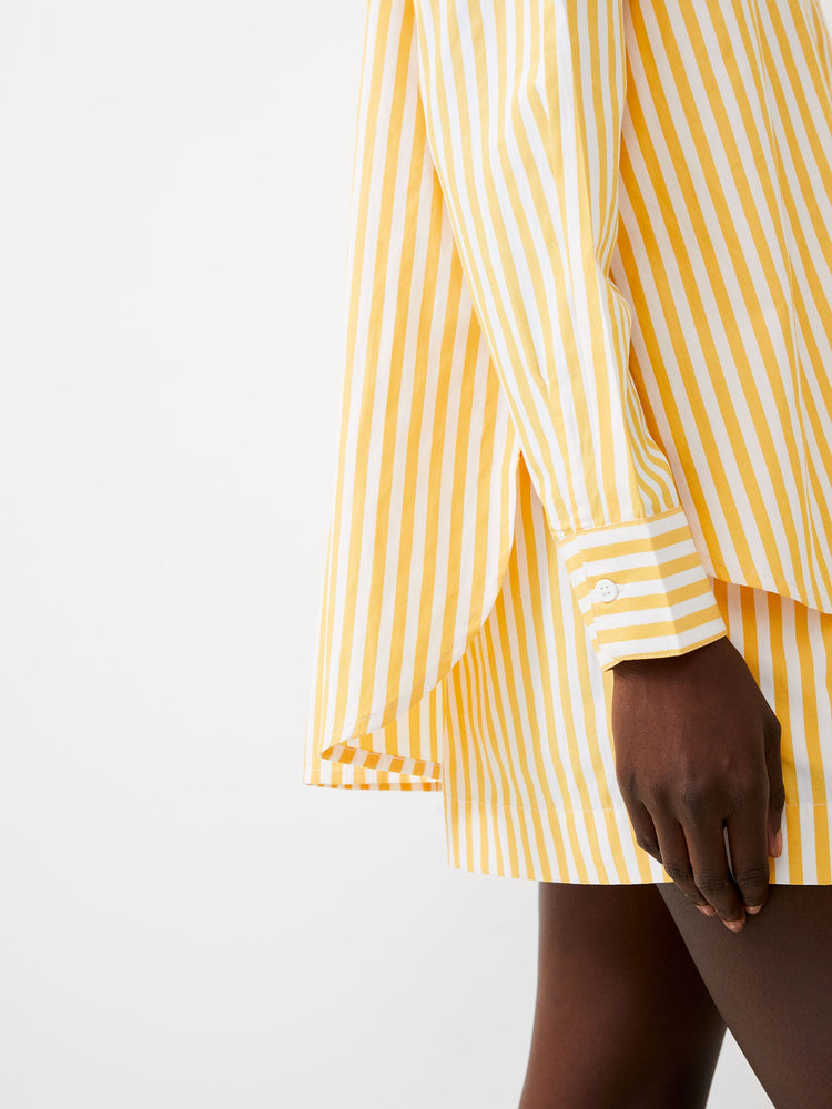 Thick Striped Relaxed Popover-Banana/Linen White