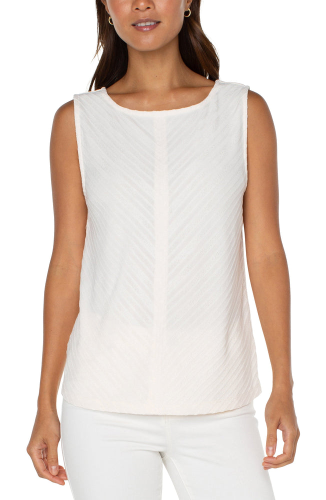 Sleeveless Boat Neck Knit Top-French Cream