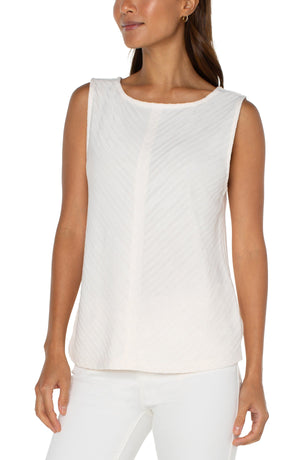 Sleeveless Boat Neck Knit Top-French Cream