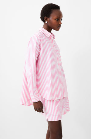 Thick Striped Relaxed Popover-Aurora Pink