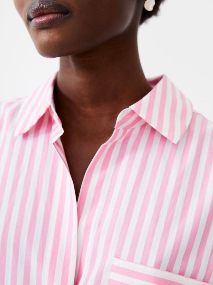 Thick Striped Relaxed Popover-Aurora Pink