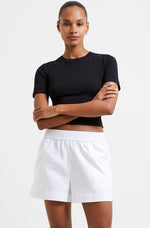 Solid Shirting Shorts-Linen White