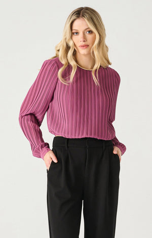 LS Pleated Blouse-Light Plum