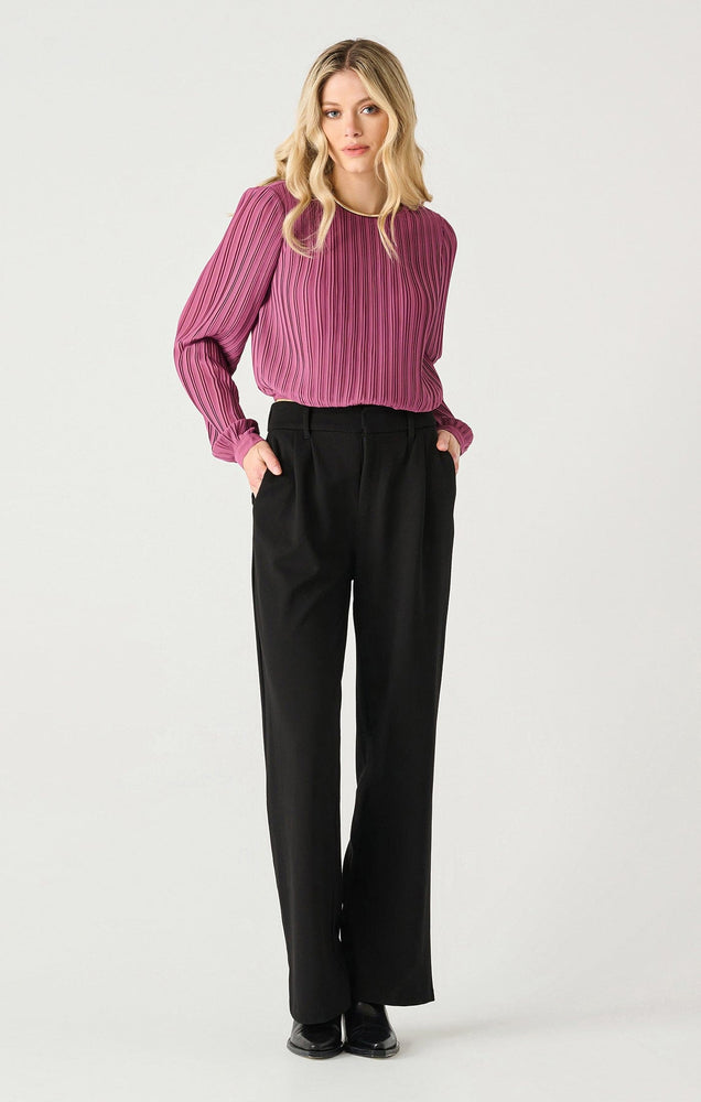 LS Pleated Blouse-Light Plum