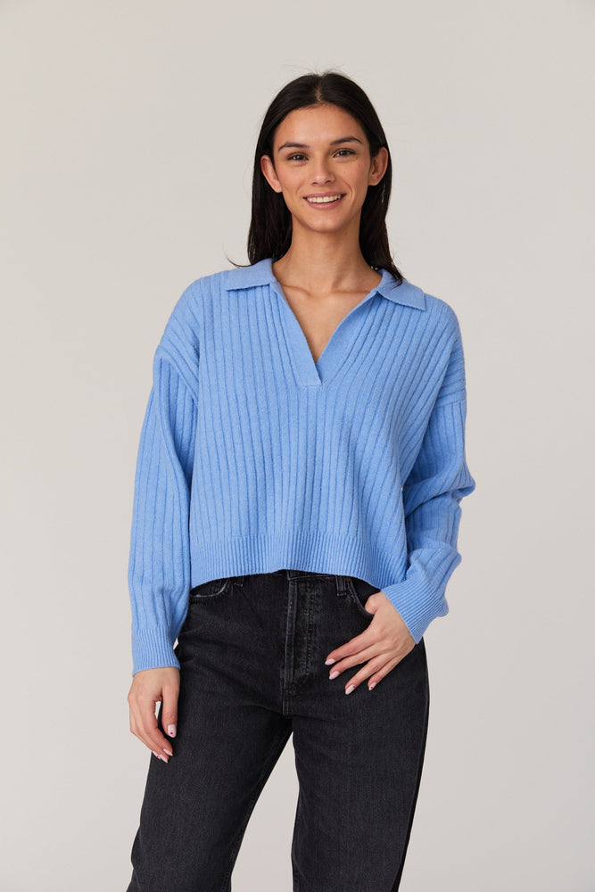 Vhari Collar Sweater-Dusted Blue