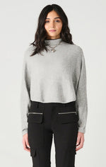 Dolman Sleeve Turtleneck Top-Light Heather Grey