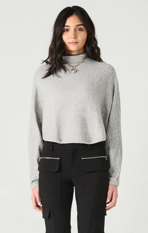 Dolman Sleeve Turtleneck Top-Light Heather Grey