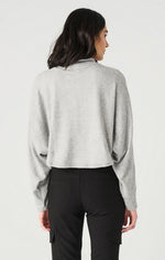 Dolman Sleeve Turtleneck Top-Light Heather Grey