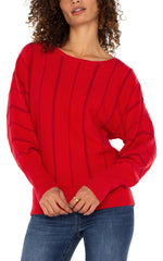 LS Boat Neck Dolman Sweater-Tango Red