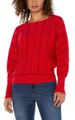 LS Boat Neck Dolman Sweater-Tango Red