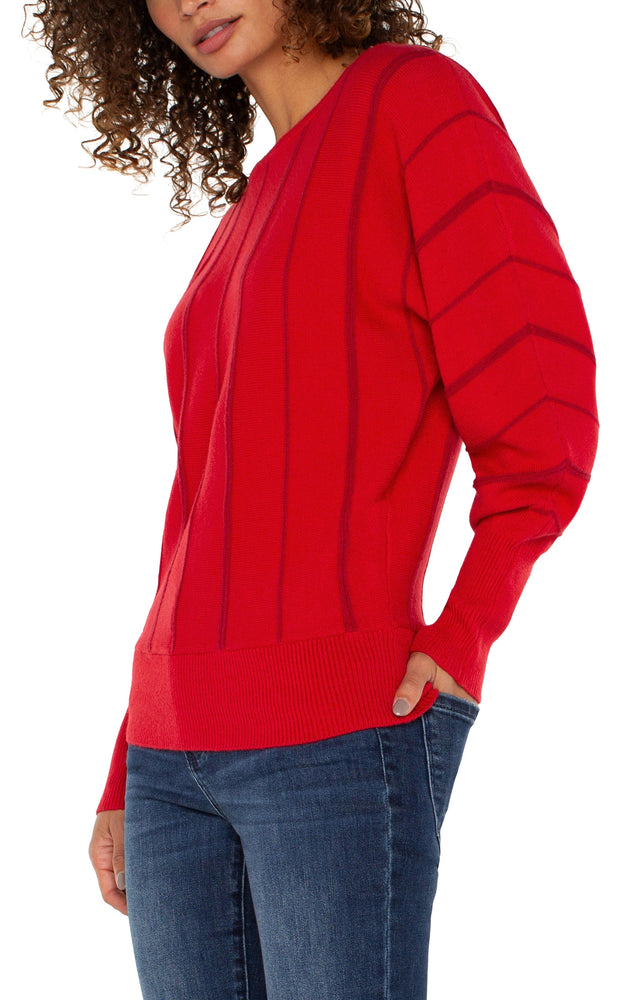 LS Boat Neck Dolman Sweater-Tango Red