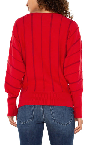 LS Boat Neck Dolman Sweater-Tango Red