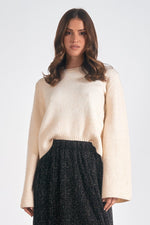 Crewneck Bell Sleeve Sweater-White