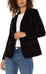 Fitted Velvet Blazer-Black